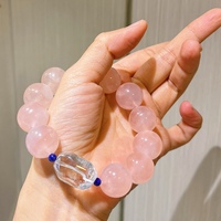 Bracelet vintage Zhu Zhus préféré, surdimensionné, en quartz rose naturel de Madagascar, lapis-lazuli et quartz clair de 16 mm