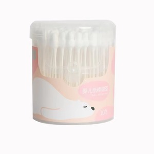 100 pièces de cotons-tiges en papier fin, avec tête en forme de <span class=keywords><strong>gourde</strong></span>, en seau à 2 têtes, pour le nettoyage et les soins des bébés, pour OEM - Product Image 4