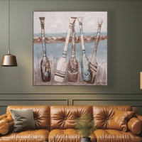 Peinture murale intérieure écologique Art déco sur toile, motif paysage marin, design unique, peinte à la main