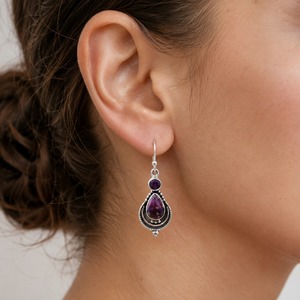 Orecchini pendenti vintage a goccia d'acqua viola per donna, orecchini personalizzati per feste e uso quotidiano - Product Image 2