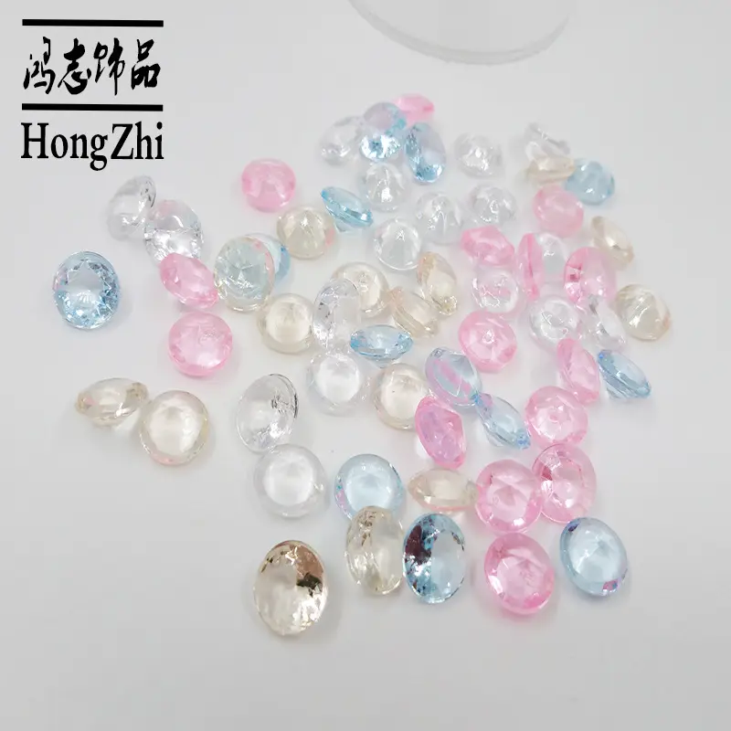 Hongzhi Transparent 10mm Acrylic Diamond Bead Factory Wholesale Plastic Diamond Beads For Wedding Display Vase Fillers
