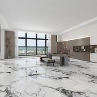 Baldosa de Porcelana con Aspecto de Mármol Blanco Italiano de Primera Calidad, 600x1200mm, Alto Brillo, 9mm de Grosor, Antibacteriana, Garantía de 5 Años para Pared y Suelo
