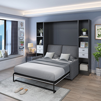 Meubles de chambre à coucher : Lit mural pliant vertical avec pieds en U, format King Size, avec armoire latérale, pour économiser de l'espace (pièces de lit Murphy)