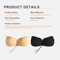 Soutien-gorge adhésif invisible push-up sans bretelles, sans dos, pour l'été, tailles A-G, grandes tailles, pour femmes