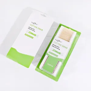 100% Biodegradable Ear Cleaning Makeup Health Tools 500Pcs Bamboo Stick Cotton Bud With Suction Card Package