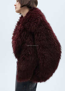 Veste courte en fausse fourrure effet fourrure courte de qualité supérieure, élégante, pour femmes, luxe, bordeaux, peluche, fausse fourrure, veste moelleuse de luxe, <span class=keywords><strong>manteau</strong></span> en fourrure <span class=keywords><strong>court</strong></span> - Product Image 6