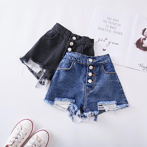 Shorts en jean taille haute pour filles, mode 2019, haute qualité, vente en gros - Product Image 1