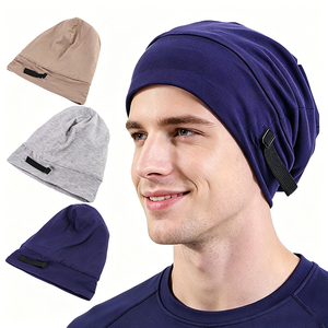 Durag unisexe <span class=keywords><strong>en</strong></span> <span class=keywords><strong>coton</strong></span> tissé double couche, couleur unie, doublure satinée, bouton réglable, éco-responsable, élastique, anti-… personnalisable - Product Image 1