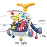 3 IN1 Multifonctionnel Toddler Gifts Poussette Trotteur Sit-To-Stand Learning Walker Kids avec MusicLight