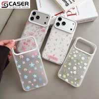 Casing HP Tipis Anti Jatuh Pelindung TPU Lembut Transparan Motif Bunga Gaya Kawaii Segar untuk iPhone Seri XR-17