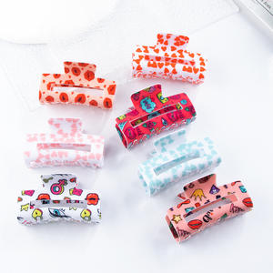 Pinzas de Pelo Acrílicas Geométricas Frescas y Dulces de 8 cm, Rectangulares, Estilo Europeo y Americano, Accesorios para Niños para el Día de San Valentín - Product Image 4