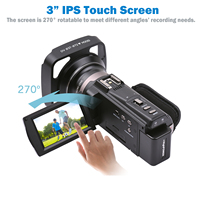 Caméra Vidéo 4K Caméscope Vision Nocturne IR Caméra Vlogging Zoom 16X Écran Tactile Anti-Secousse 6 Axes Télécommande Caméra DV 4K