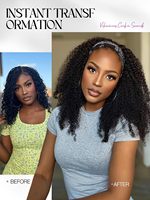 Perruque bandeau afro bouclée en fibre premium de 14 pouces, petites boucles moelleuses, pour femmes noires, en gros, en stock