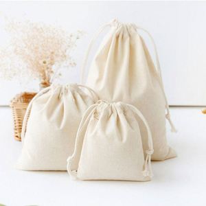 Organic Recycled Cotton Canvas Fabric <b>Bag</b> Small Custom Printed Canvas Drawstring <b>Bag</b> - Product Image 1