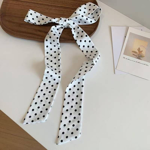 Pañuelo Largo y Delgado Coreano Blanco, Negro y Beige para Mujer, con Diseño de Puntos, Diadema de Moda, Pañuelo para el Cabello, Accesorios para el Cabello - Product Image 1