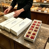 Boîte à pâtisserie rectangulaire longue personnalisée avec logo, 10 compartiments, boîte en papier de luxe pour pâtisserie, emballage de dessert