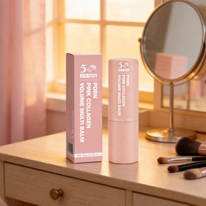 Baume à lèvres multi-effets repulpant au collagène rose, nouvelle formule très vendue, soin hydratant pour les lèvres, emballage neutre - Product Image 1