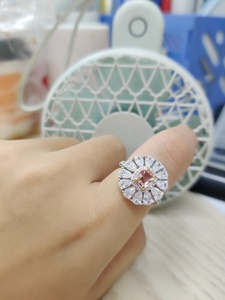 Anillo de Compromiso de Plata de Ley 925 con <span class=keywords><strong>Morganita</strong></span> y Circonitas Cúbicas, Diseño de Flor con Halo y Corte de Pera para Mujer - Product Image 4