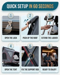 Carpa de Techo Familiar para 2-4 Personas, Carpa Rígida Impermeable para Techo de Auto, para Campamento al Aire Libre - Product Image 6