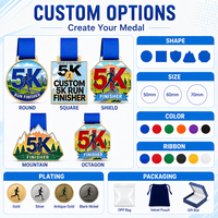 Médailles de course 5K en métal moulé sur mesure avec logo 3D doré, de haute qualité, en gros, pour événements sportifs, avec ruban