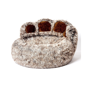 Fabricante Mayorista de Camas para Perros de Felpa con Logotipo Personalizado, Forma de Pata de Oso - Product Image 1
