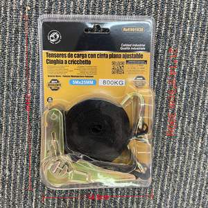 Correa de amarre Mo Thero Ratchet de 5 m x 25 mm y 250 kg, de poliéster, con gancho en J para amarre de carga. - Product Image 5