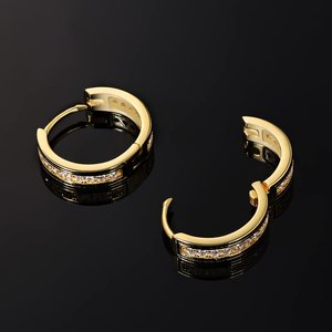 <span class=keywords><strong>Orecchini</strong></span> a cerchio da uomo S925 Sterling Silver14K oro/oro bianco con placcatura in oro curvo Hip Hop Street-wear Rapper <span class=keywords><strong>orecchini</strong></span> per ragazzi - Product Image 6