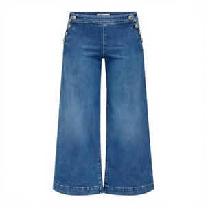Jeans de Mezclilla de Cintura Alta y Pierna Recta para Mujer, Transpirables, Lavado Claro, con Botones Laterales, Estilo Vintage Simple, para Primavera, Verano y Otoño - Product Image 2