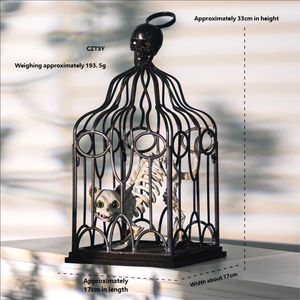 Nuevo Colgante Decorativo Luminoso de Halloween con Diseño Americano de Calavera de Gato en Jaula para Cafetería y Hogar - Product Image 5