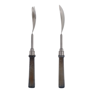 Set di utensili da cucina classici con manico lungo in acciaio inossidabile e manico in legno, design moderno - Product Image 5