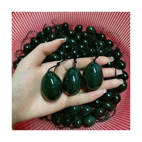 Taille M Néphrite Jade Yoni Oeuf Vagin en gros Exercice de Kegel Serrer la boule percée avec de la ficelle