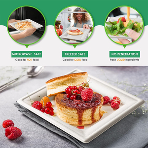 Assiettes carrées biodégradables personnalisées de 8 pouces 100% Assiettes de bagasse compostables pour les fêtes intérieures en plein air - Product Image 6