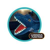 Dragon bleu lumineux en peluche poupée marionnette à main en peluche simuler animaux tête marionnette à main pour enfant Spinosaurus Triceratops peluche jouet