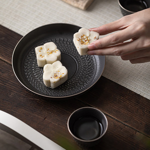 Chinese Retro Handmade Ceramic <b>Tea</b> Tray With Lid Flat Shape Silver Black For Kung Fu <b>Tea</b> <b>Set</b> Home Use - Product Image 5