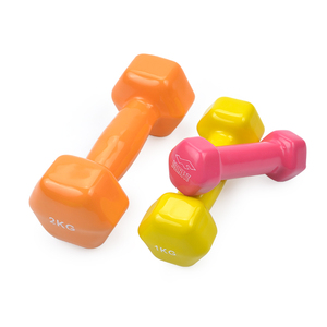Accessoires d'équipement de gymnastique 5kg 8kg vinyle rose bleu haltère hexagonal prix - Product Image 5