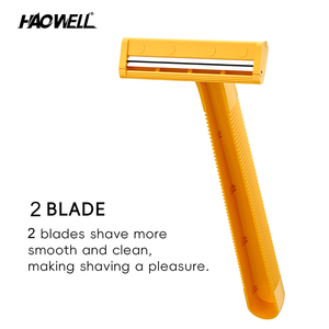 HWF07 <span class=keywords><strong>Afeitadora</strong></span> económica desechable de 2 hojas gemelas barata para hombres Mango de plástico antideslizante Hoja de acero inoxidable Paquete de 24 piezas OEM ODM - Product Image 2