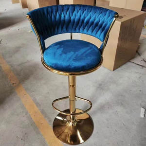 Sillas de Barra Altas Modernas y Ajustables <span class=keywords><strong>para</strong></span> Cocina o Desayunador, Taburetes de Barra de Lujo <span class=keywords><strong>para</strong></span> el Hogar, Tapizados en Terciopelo - Product Image 4