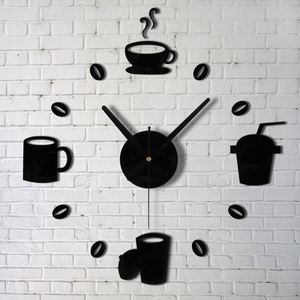 3D Acrylic <b>Wall</b> <b>Clock</b> DIY Coffee Cup Frameless Mute Digital <b>Clock</b> <b>Wall</b> Sticker for Living Room <b>Kitchen</b> Restaurant Decoration - Product Image 1