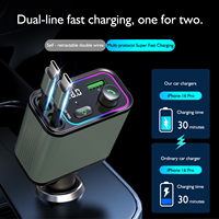 Chargeur de voiture industriel GXY à double port USB-C PD 3.1A, charge rapide, 12-24V, indicateur LED, surveillance, cordon rétractable portable, garantie 1 an