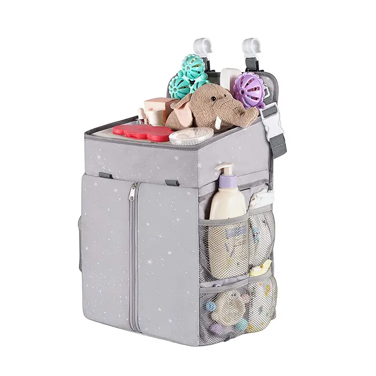 Hanging Diaper Caddy Portable Diaper Organizer Stacker Nursery Storage for Changing Table Crib Playard or Baby Stroller