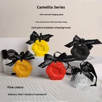 Diffuseur d'air pour voiture en gypse à la fleur de camélia, parfum longue durée pour placard, toilettes, tablette parfumée, décoration d'intérieur suspendue, aromathérapie