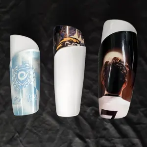 OEM sublimation heat transfer printing pattern plastic white blank soccer shin guard football game shinguard leg calf protector