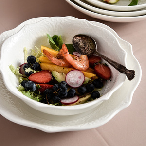 Vajilla Nórdica de Color Sólido, Tazón de Cerámica Creativo con Encaje, Plato para Bistec con Logotipo en Relieve, Apto para <span class=keywords><strong>Microondas</strong></span>, Moderno - Product Image 2
