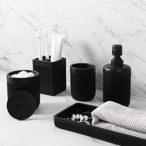 Set di accessori <span class=keywords><strong>per</strong></span> il <span class=keywords><strong>bagno</strong></span> in resina viola elegante a colori personalizzati con Dispenser di sapone a strisce verticali - Product Image 6