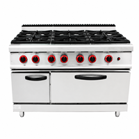 Cuisinière à gaz commerciale en acier inoxydable à 6 brûleurs avec four pour la cuisine des restaurants
