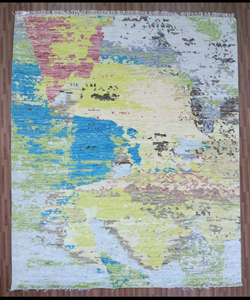 Recién llegado, lana anudada a mano borrada/seda de bambú, alfombra impresa de pared a pared ecológica, juegos de alfombras de área de diseño de logotipo personalizado - Product Image 2