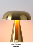Lampe de table champignon LED en métal chromé argenté Rétro américain Veilleuse à intensité variable en métal