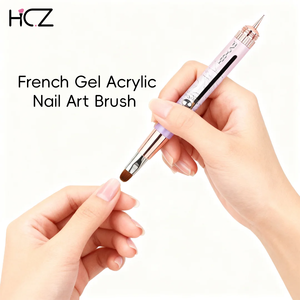 Nouvelle Arrivée <span class=keywords><strong>Brevet</strong></span> Rétractable Conception Allemagne Double Extrémité Nail Dotting Outil Français Gel Acrylique Nail Art Brosse - Product Image 5