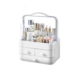 Organisateur de soins de la peau avec couvercle, 2 <span class=keywords><strong>tiroirs</strong></span> et couvercle transparent, parfait pour le rangement de maquillage dans la salle de bain - Product Image 1