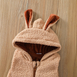 Veste polaire en peluche pour garçons et filles, chemise à fermeture éclair avec oreilles de dessin animé en peluche, gilet d'hiver en coton lavé pour enfants - Product Image 2